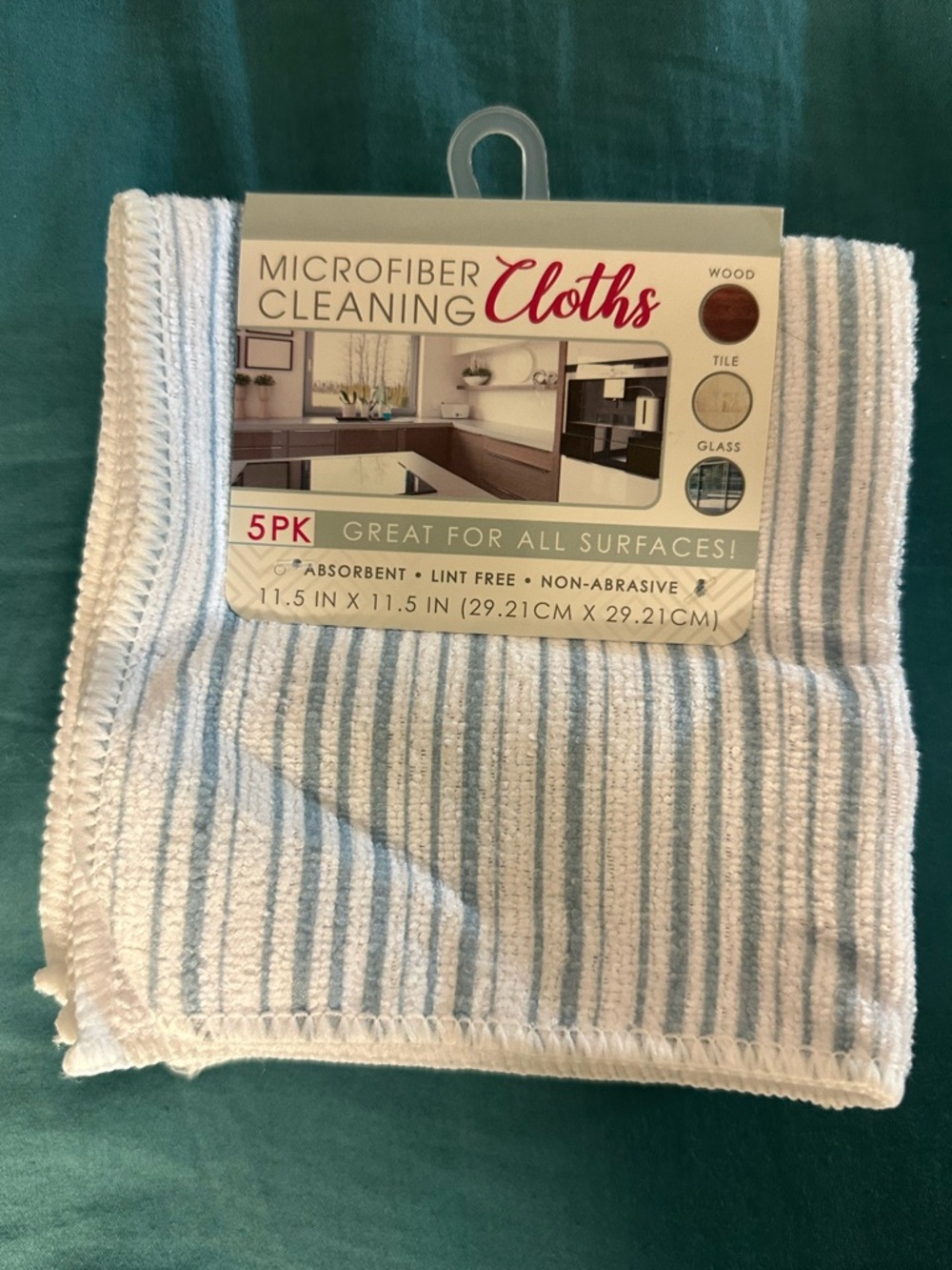 Microfiber Cleaning Cloths - Light Blue & White Striped (5pk)
